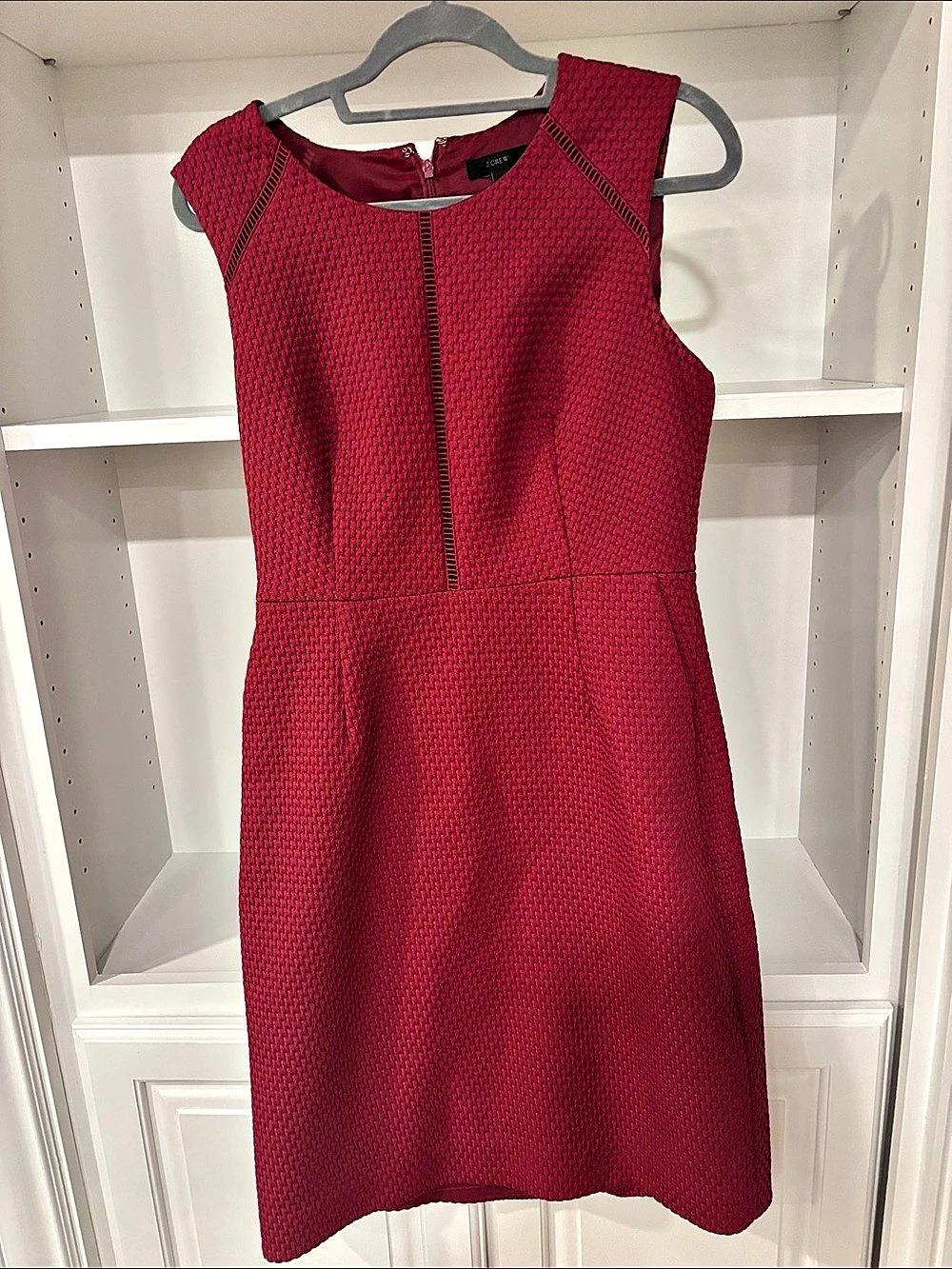 J.Crew Textured Sleeveless Shift Dress in Plum
